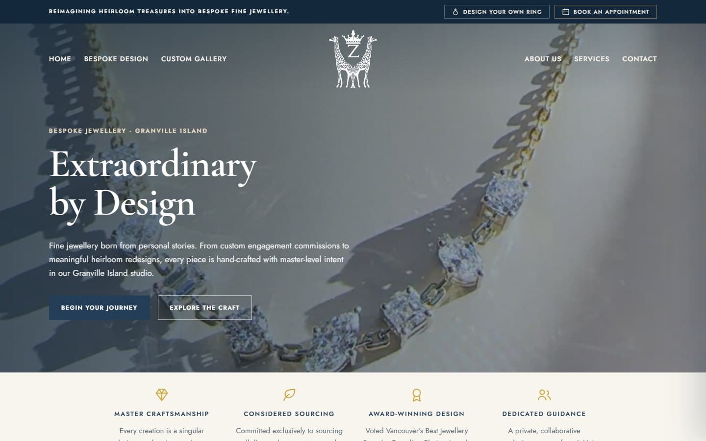 Zadel Jewellery Studio website